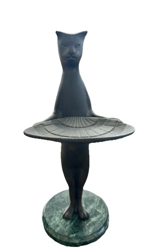 Vtg bronze cat butler statue - butler,