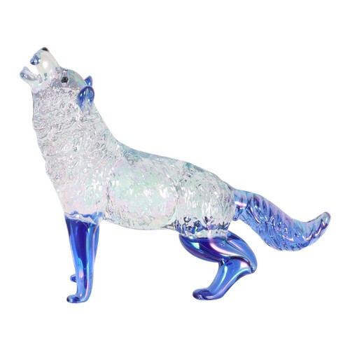 Crystal glass wolf ornament - crystal,
