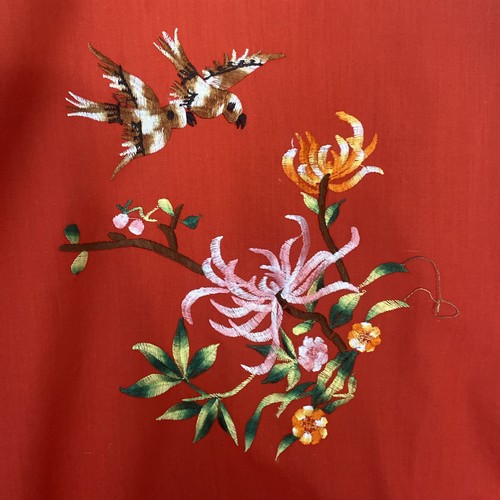 Vintage red embroidered kimono - embroidered,