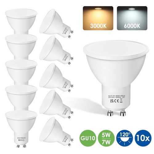 10x led gu10 light bulbs - led, 5w
