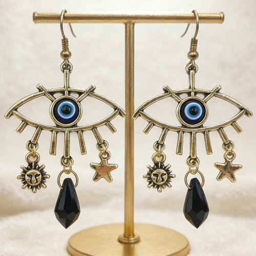 Evil eye earrings gold - evil, &