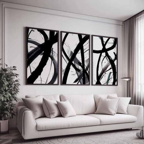 Abstract black white living - white,