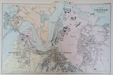 Antique 1895 Map - Plan of Chatham - Medway - Rochester - Strood - Gillingham
