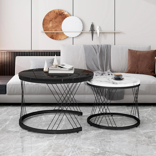 Round coffee table set - coffee,