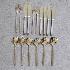16pc Mixed Viners Studio Bark Lot Spoons Forks Knives cutlery Stainless Korea