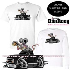 Digirods Rat Rod Racer Chevy Chevrolet Classic C10 Pickup Truck Cartoon T Shirt