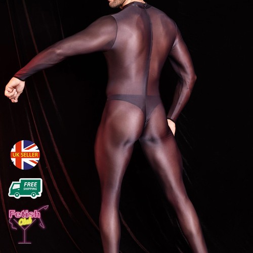 Men glossy bodystocking - glossy, open