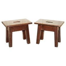 PAIR OF ANTIQUE CIRCA 1910 MILKING STOOLS WHICH MAKE LOVELY SMALL SIDE TABLES