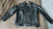 Mens leather motorcycle jacket brando style size Large L 48'' chest rrp £150