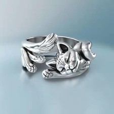 Vintage Cat Adjustable Ring 925 Sterling Silver Plt Women Jewellery Love Gift UK
