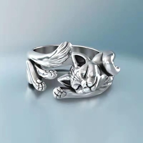 Vintage cat adjustable ring - adjustable,