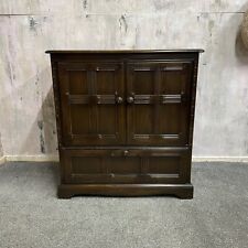 Ercol Mid Century Dark Wood Media Unit TV Cabinet Double Cupboard