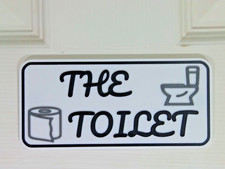 BLACK / WHITE TOILET DOOR SIGN
