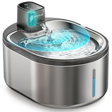 Oneisall Wireless Cat Water Fountain Drinking,4l Stainless Steel Quiet RRP £50