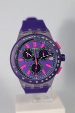 NEW RARE SWATCH SWISS MADE PURP-LOl CHRONOGRAPH WATCH, SUSK400 NEW  42MM Purple