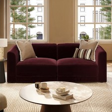 Burgundy Velvet Curved Modular