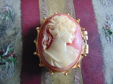 Brass Trinket Box with Faux Shell Figure Lid, In Very Good Condition.