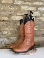 Vintage Made In Spain Mens Brown Leather Cowboy Boots Mid Calf UK 9 EU43 Western