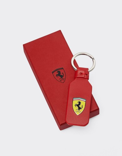Ferrari red leather keyring - leather,