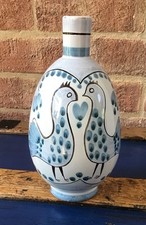 Vintage Norwegian Graveren Keramikk  Pottery PAINTED Tin Glaze Bird VASE