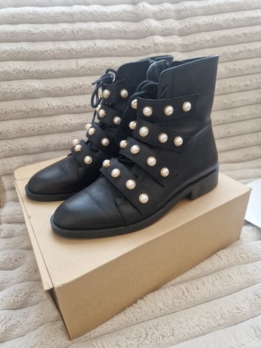 Zara lace leather boots - lace, up