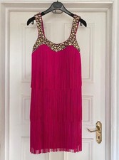 Tiered Tassel Party Dress With Diamante Embellishment XS