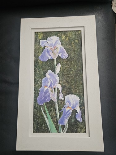 Original purple iris painting - purple,