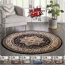 Heavy Round Carpet Vintage Traditional Bedroom Living Room Hallway Rug 120x120cm