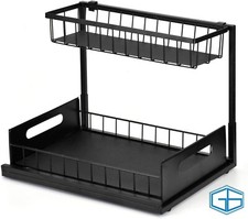 WUUDI PULLOUT STORAGE BASKET BLACK STAINLESS STEEL