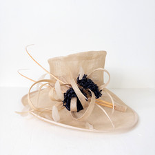 Snoxell & Gwyther Hatinator Fascinator Cream Beige Navy Ascot Races Wedding Hat