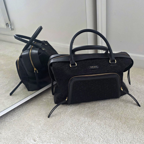 Dkny black logo satchel - black,