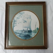 'The Humber Keel' Manuscript Limited England, Framed Print Featuring Sail Boat.