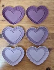 Set of 6 Reusable Silicone Heart Cake Muffin Chocolate Baking Mould W 12xH 2.5Cm