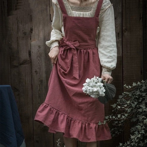 French pastoral ruffled apron - french,