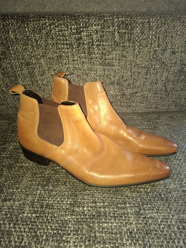 Tan leather cuban heels - tan,