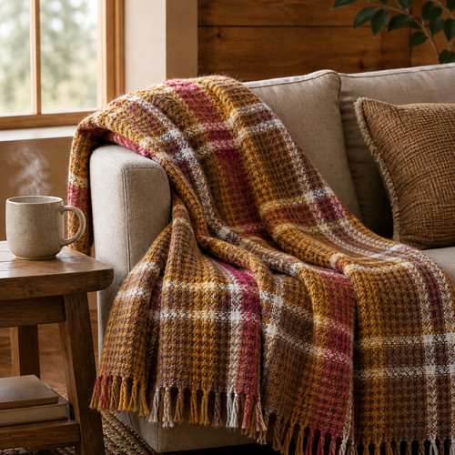 Fleece blanket throw caramel - fleece,