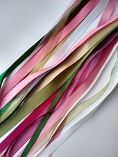 Pink Green Ivory Ribbon Bundle