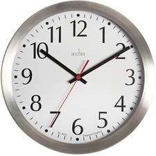 Acctim Javik Wall Clock Quartz Spun Metal Easy Read Numbers Aluminium 25cm