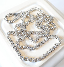 Long MONET Silver Tone Belcher Chain Necklace Vintage Jewellery