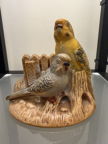 Vintage chalkware budgerigars - vintage,