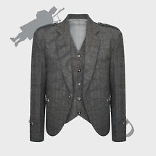 Argyll Tweed Jacket & Vest-Waistcoat 100% Wool Kilt Jacket- Ex Hire for Wedding