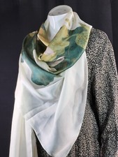 Trillion London? Long 100% Silk Scarf Wrap Floral Gift with Cream Organza Bag