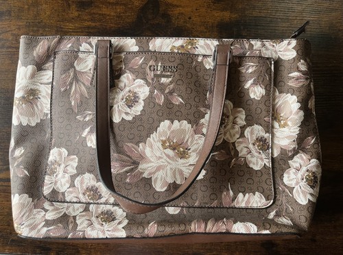 Guess floral brown tote - guess,