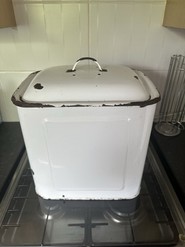 Vintage enamel bread bin - enamel,