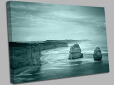 Duck egg blue Stones and sea Canvas Wall Art Picture Print