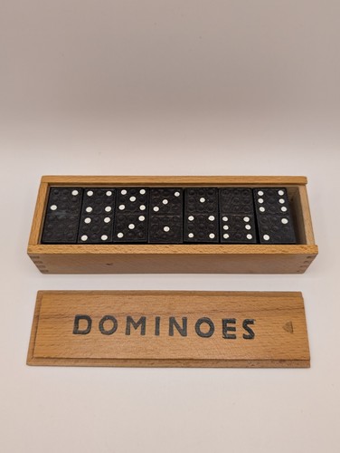 Vintage black plastic dominoes - black,