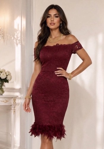 Lipsy red lace feather hem - lipsy,