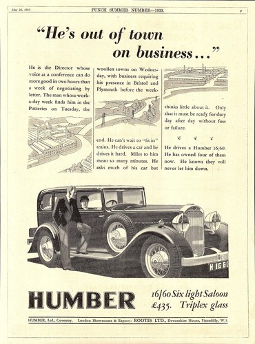 Original 1933 advert - 1933, humber