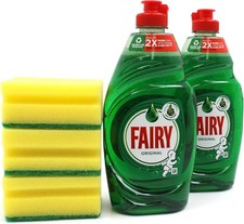10-5 Fairy Washing Up Liquid Kitchen Dish 320ml Box Pack WITH 2 FREE SPONGE