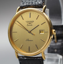 Longines Présence Quartz Gold Dial Date Watch Swiss Made Original Band